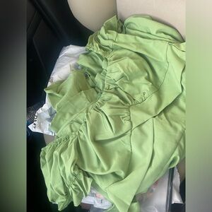 Green Off The Shoulder Romper, Amazon find!